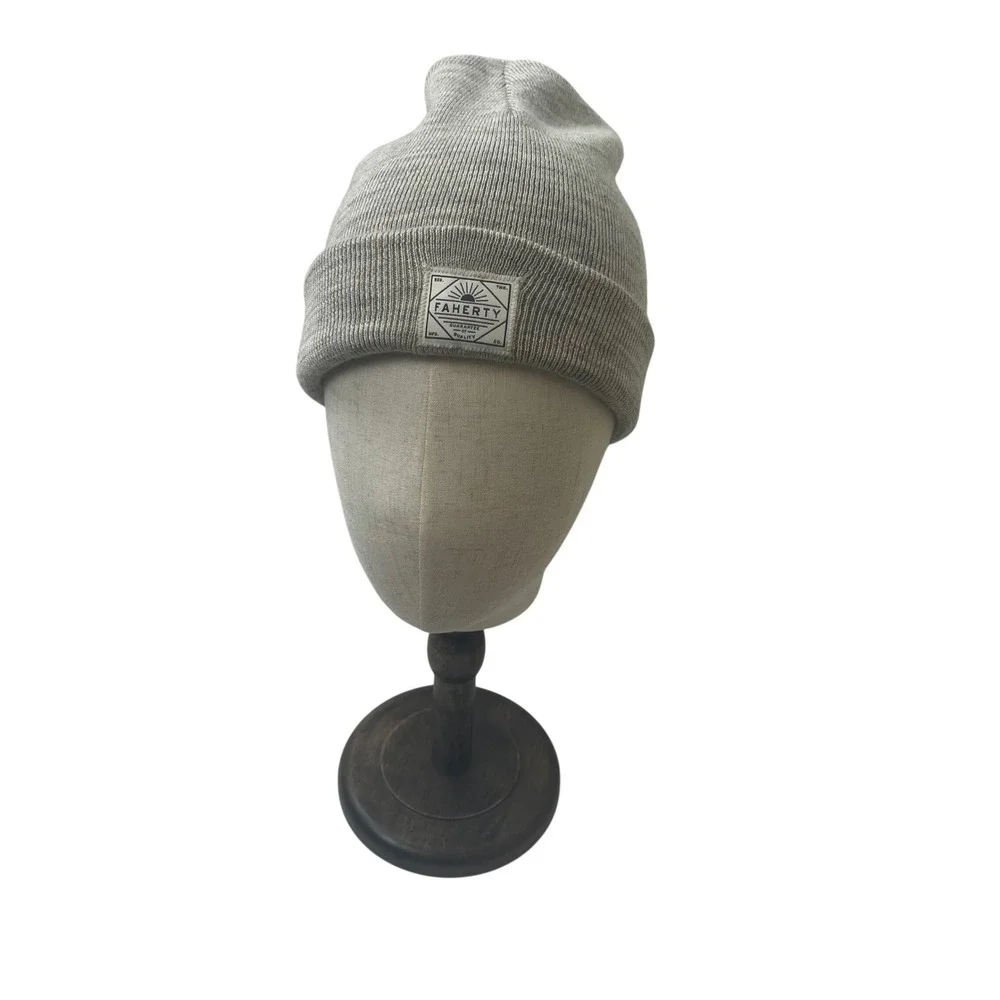 Faherty Brand 100% Merino Wool Cuffed Beanie‎ Hat Grey MAH2304-LGH Mens Womens